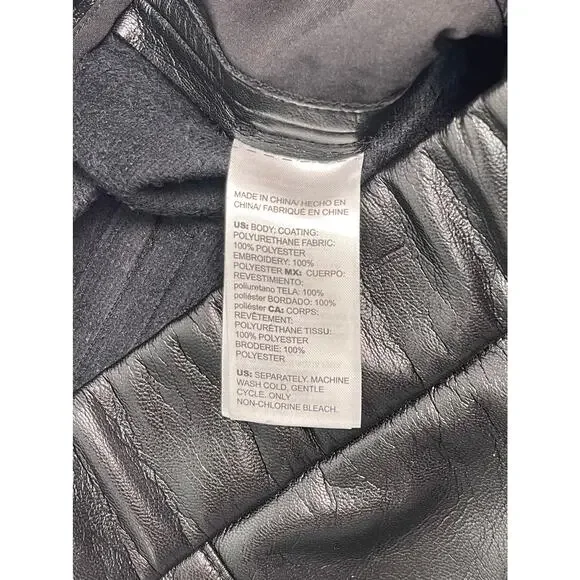 Chico’s Black Faux Leather Lace Hem Cropped Trousers Pants Size 10 Petite - Picture 10 of 13